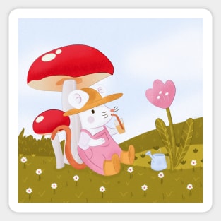 A Mouse's Delight in Mushroom Meadow Sticker